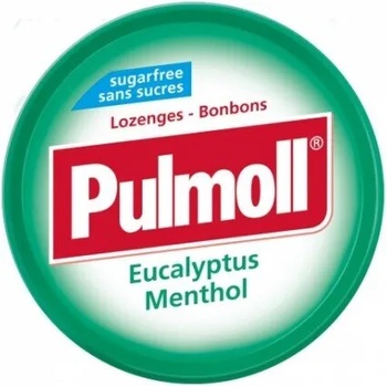 PULMOLL Пастили за гърло и свеж дъх евкалипт и лимон, Pulmoll Sugar free Eucalyptus Menthol flavoured lozenges with sweeteners and White Tea extract 45g