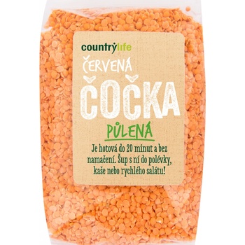 Country Life Čočka červená půlená loupaná 0,5 kg