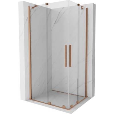 Mexen Velar Двойна плъзгаща се душ кабина 90 x 80 см, прозрачна, четкана мед (871-090-080-02-65)