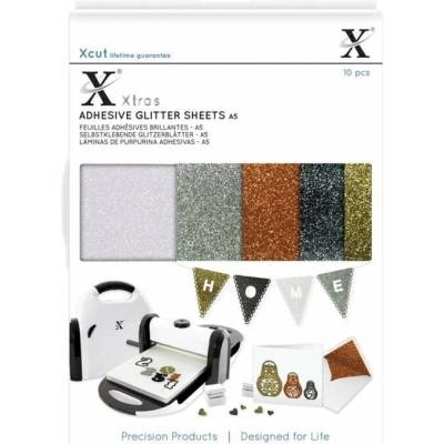 Docrafts samolepíci glitterový papír A5 metalický 10 ks