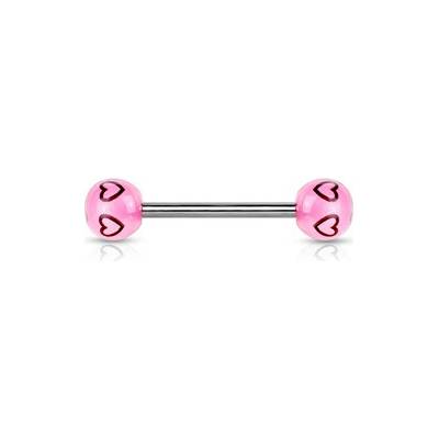 Šperky4U piercingu do jazyku se srdíčky PJ01047-P