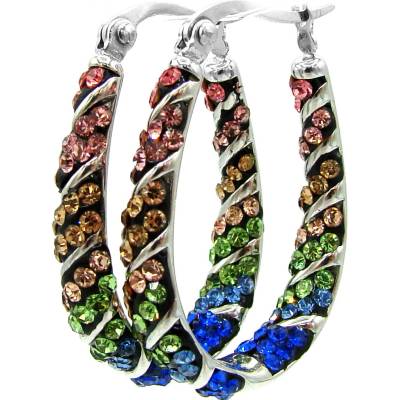 Steel Jewelry náušnice barevné oválky z chirurgické oceli NS231072