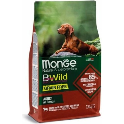 Monge Bwild Dog Grain Free Jahňa so zemiakmi a hráškom 28 / 16,5 2,5 kg