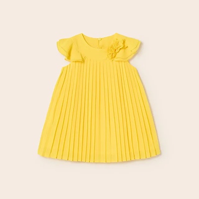 Mayoral Плисирана рокля с цветя за бебе момиче в жълто Майорал