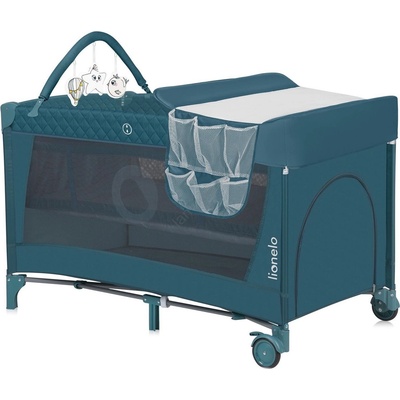 Lionelo - Преносима бебешка кошара FLOWER зелен тюркоаз (LN0320)