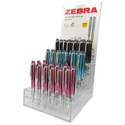 Zebra Дисплей за химикалка, 0, 24 мм, телескопичен, от неръждаема стомана, zebra "Телескопичен метален стилус", син 46601 (46601)
