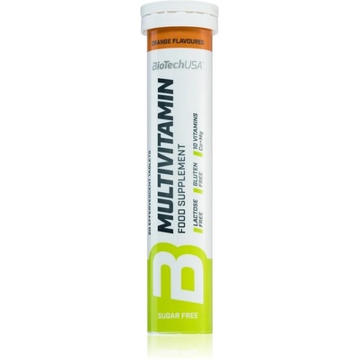 BioTechUSA Multivitamin šumivé tablety na podporu imunitného systému príchuť Orange 20 tabliet