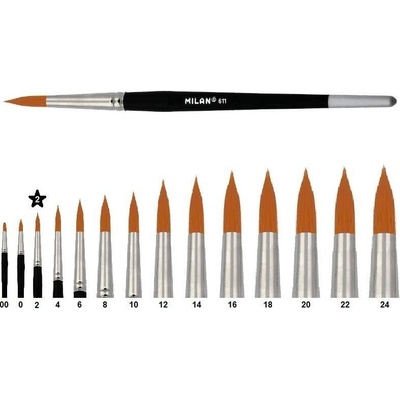 Štětec Milan série 611 - kulatý/lak, umělecký č. 2 – Zboží Mobilmania