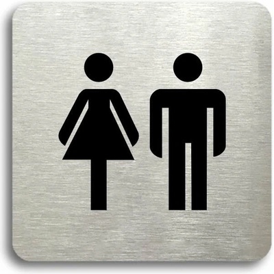 Accept Piktogram "WC ženy, muži" (80 × 80 mm) (stříbrná tabulka - černý tisk bez rámečku)