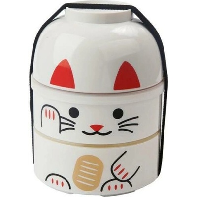 Hakoya Japonský jídlonosič Bento Maneki Neko bílý, 850 ml