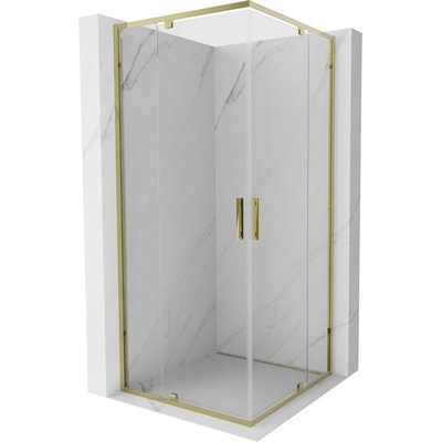 Mexen Exo квадратна душ кабина с панти 90 x 90 см, прозрачна, златиста (8110-090-090-50-00)