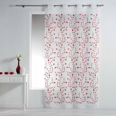 Douceur d`Interieur Interiérový závěs s očky PETIT FLEUR, 140 x 240 cm, bílý a červený