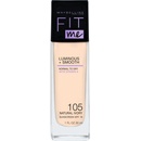 Maybelline Fit Me! Luminous + Smooth SPF18 Foundation 105 Natural Ivory tekutý make-up pre zjednotenú a rozjasnenú pleť 30 ml