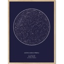 Hvězdná mapa vašeho životního okamžiku Rozměr plakátu: 40 x 50 cm, Barva pozadí: Ilustrovaná - bílá, Volba rámu: Bílý dřevěný rám