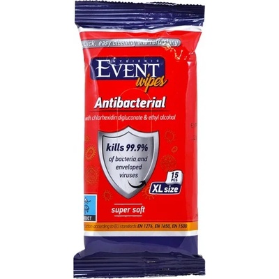 Event Антибактериални мокри кърпи Event - С алкохол, 15 броя (2EV02ANT201ALC015A)