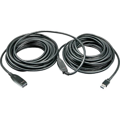 Lindy 43322 USB, USB 3.2 Gen1 (USB 3.0 / USB 3.1 Gen1) USB-A zástrčka, USB-A zásuvka, 15m, černý