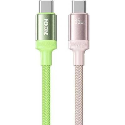 Wekome WDC-C18 opletený nabíjecí a datový USB-C na USB-C 1,2m zelenorůžový