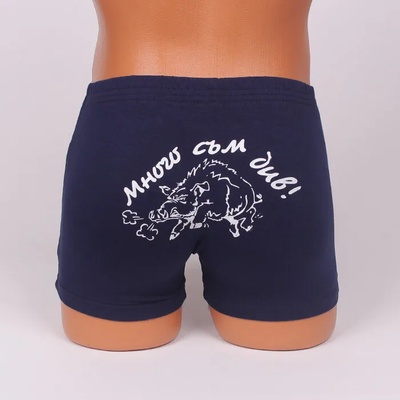 Памучни боксерки в тъмносин цвят с апликация