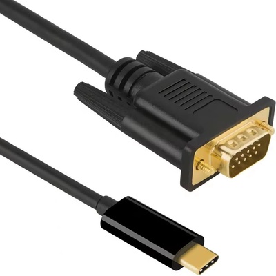 DeTech Кабел DeTech, USB-C - VGA, 1.8m, Черен - 18395 (18395)