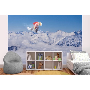DIMEX ART s. r. o Самозалепваща се флизелинова фототапета летящ сноубордист в планината 375 x 250 см