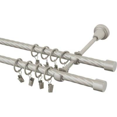 GARNÝŽE-HEBR Garnýž kroucená Válec double chrom mat dvojitá 170 cm