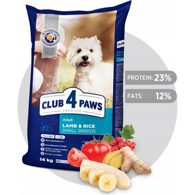 Club4Paws Premium Hypoalergenne pre dospelých psov malých plemien jahňacia príchuť 14 kg
