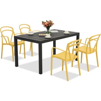 BICA Комплект градински мебели King/Vague антрацит оранжев за 4 души Bica (BC440ANT-4xBC312TU)