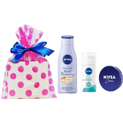 Nivea Feel Good sada tělové mléko Body Milk Firming Q10 250 ml + antiperspirant Protect & Care 150 ml + univerzální krém 30 ml