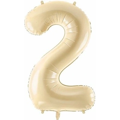 PartyDeco Fóliový balón narozeninové číslo 2 béžový 72 cm