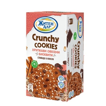 Житен дар Овесени бисквити стафиди и канела Crunchy cookies Житен Дар 160гр