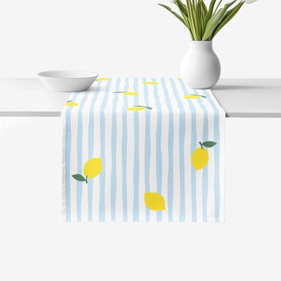 Goldea behúň 100% bavlnené plátno svieže citróny s prúžkami 50x140 cm