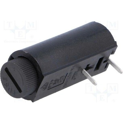 Stelvio Kontek PTF/50 Zásuvka; THT; 5x20mm; -30÷85°C; 10A; termoplast; UL94V-0; černá; 5mΩ