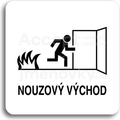 ACCEPT Piktogram nouzový východ III - bílá tabulka - černý tisk bez rámečku