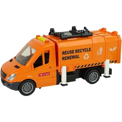 LeanToys Детска играчка Lean Toys - Оранжев камион за разделно събиране на смет (10429)