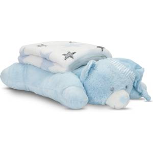 Lorelli Classic Poffy duo БЯЛО ОДЕЯЛО С ВЪЗГЛАВНИЧКА СИНЬО МЕЧЕ (10340202501) - bebetabg