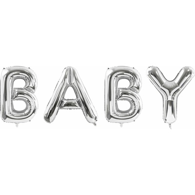 PartyDeco Fóliový balón Baby 262x86cm strieborný