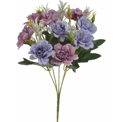 Kytice jiřin 10 květů - fialová/starorůžová 31 cm