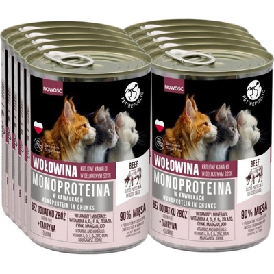 PetRepublic hovädzie monoproteínové kúsky v omáčke 10 x 400 g