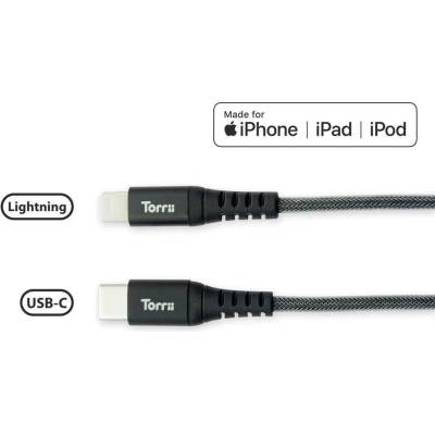 Torrii USB-C to Lightning Cable 1m. - USB-C кабел към Lightning за Apple устройства с Lightning и/или устройства с USB-C (черен)