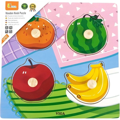 Viga Toys Дървен пъзел с дръжки Viga - Плодове (44597)