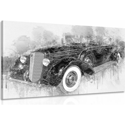 Obraz historické retro auto v čiernobielom prevedení