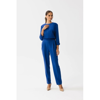 Stylove Woman's Jumpsuit with a split neckline royal blue