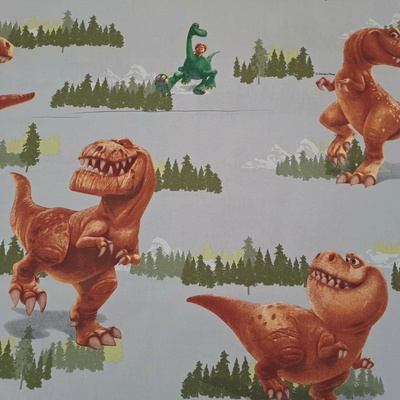 Pro útulný domov bavlněná látka HODNÝ DINOSAURUS ARLO