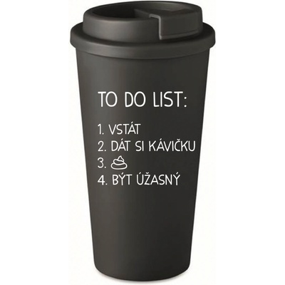 Giftela TO DO LIST BÝT ÚŽASNÝ černý termohrnek 475 ml