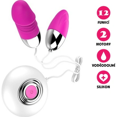 Shape Silicone Penis Vibrační duální vajíčko růžové