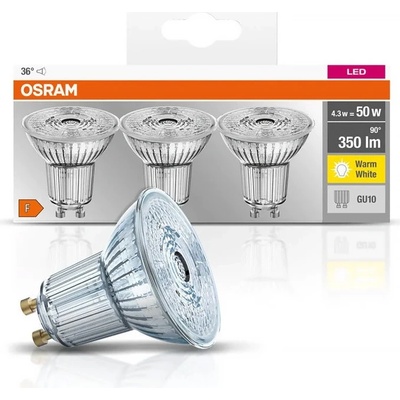 Osram Žárovka LED BPAR165036 GU10 4,3W/827 3balení BASEPAR1650 36°