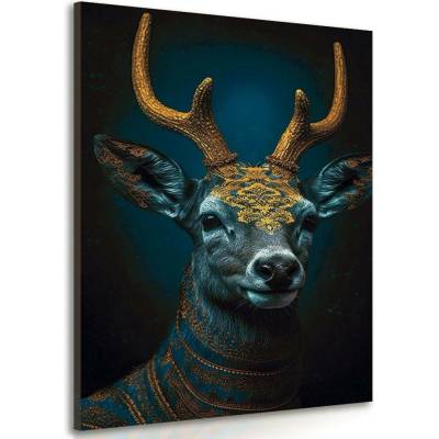 Obraz modro-zlatý jelen - 40x60