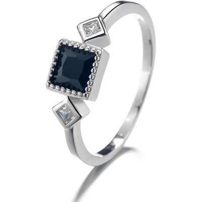 DELIS Пръстен от сребро 925, jw1356, елегантен дизайн със син камък, с родиево покритие (jw1356)