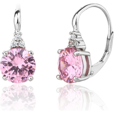 Jan Kos jewellery Stříbrné náušnice s růžovým zirkonem MHT-3