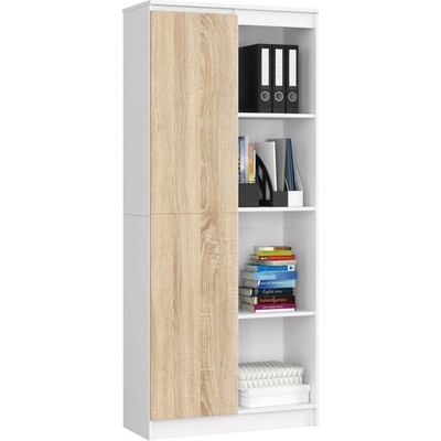 Ak furniture Regál Rexa 80 cm 1 skrinka a 4 police biely/sonoma